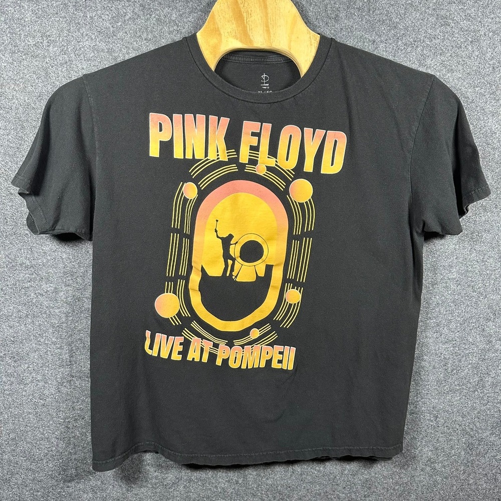 Pink Floyd Live at Pompeii Graphic T-Shirt Mens‎ XL Black Cotton Rock Band Tee